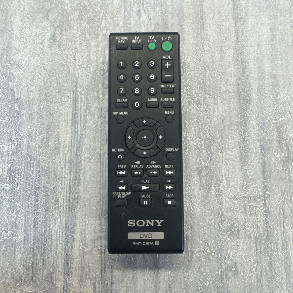 SONY - OEM - RMT-D187A - DVD PPlayer - Remote Control - Tested & Works - Clean *
